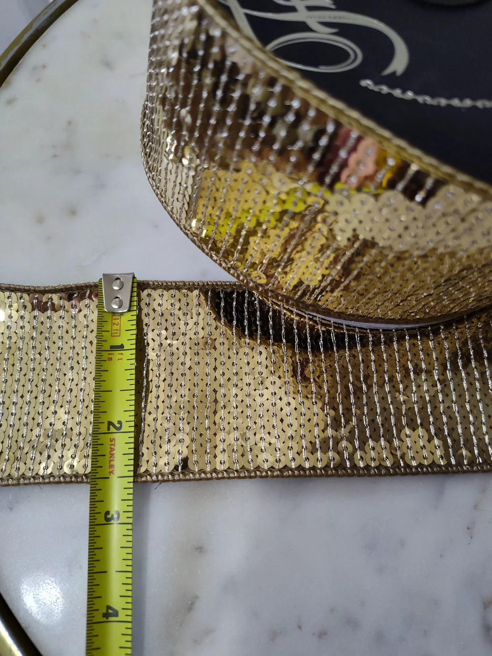 FARRISILK Bronze Sequin Shine Wired Ribbon 2.5"x10 Yards Luxury Designer Ribbon - Picture 6 of 6